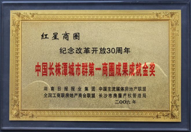 2009纪念改革开放30周年中国长株潭城市群第一商圈成果成就金奖